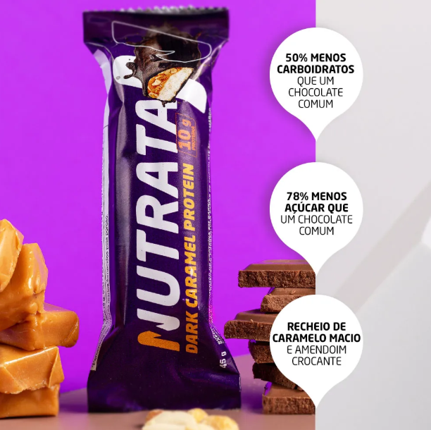 Nutrata Dark Caramel Protein 45g display c/ 12 barras - Dark Caramel